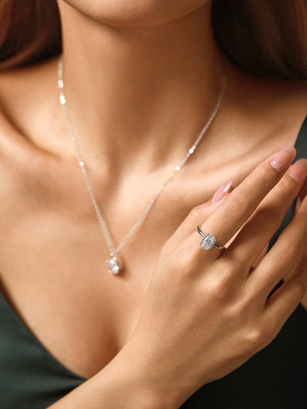 Museori Sterling Silver 2ct Oval Solitaire Pendant Necklace - Picture 4 of 4